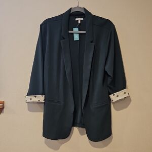 Maurices Black Blazer with Geometric Cuff Accents